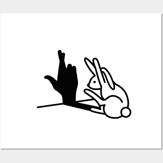 Rabbit shadow hand crossed fingers hand sign liar Wall Art by LaundryFactory